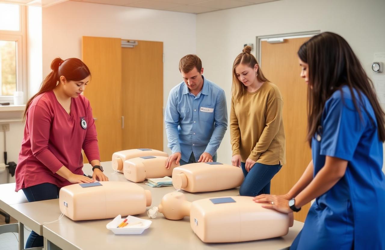 Healthcare student practicing clinical skills in a training lab